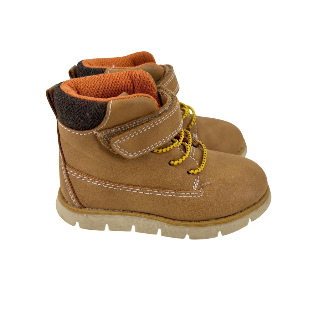 OshKosh B'gosh Boots Kids 6M Brown Faux Leather Hook Loop JAKO/OF20R03P